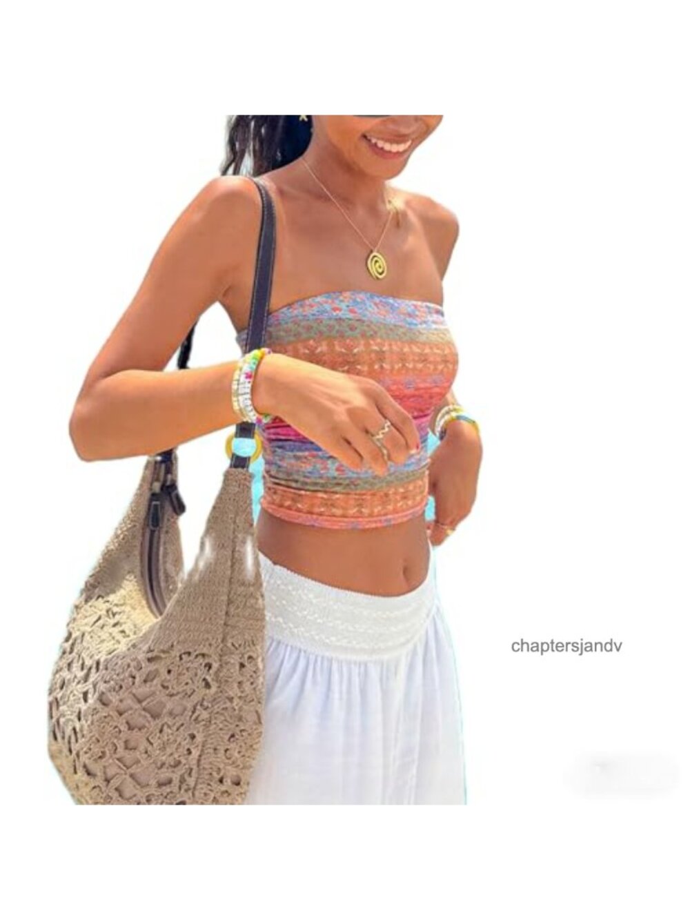 Women's Strapless Tube Crop Top Boho Tie Dye Camisole Y2K Sleeveless Cami